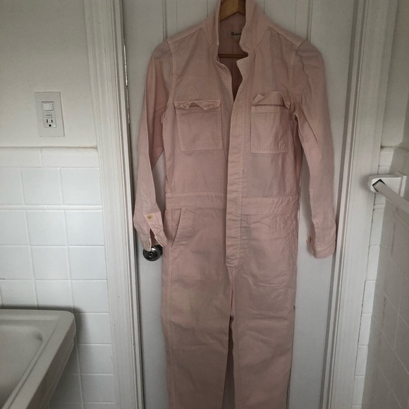 Madewell Pink Denim Overall. - Picture 6 of 8